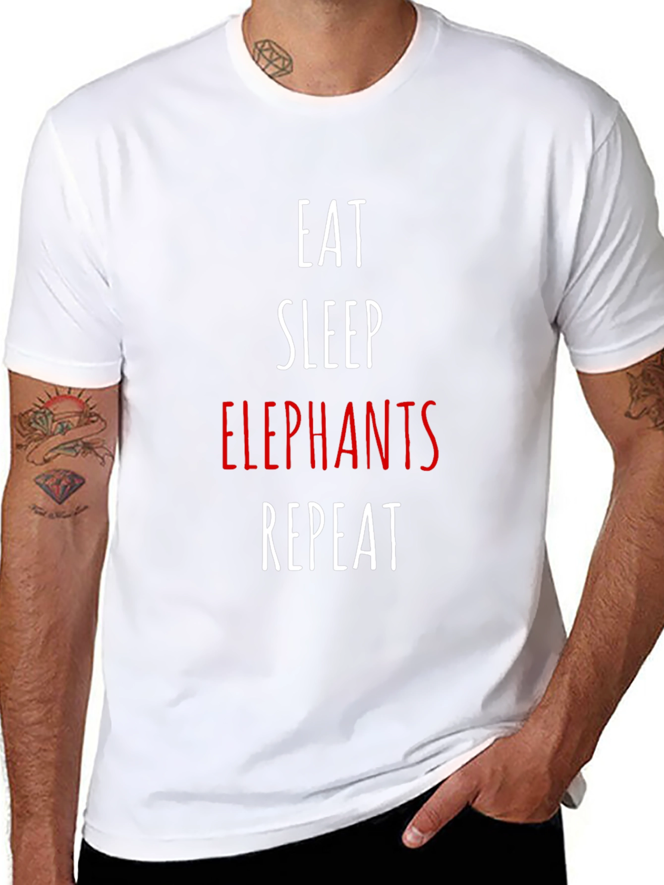 Eat Sleep Elephants Repeat Black T-Shirt