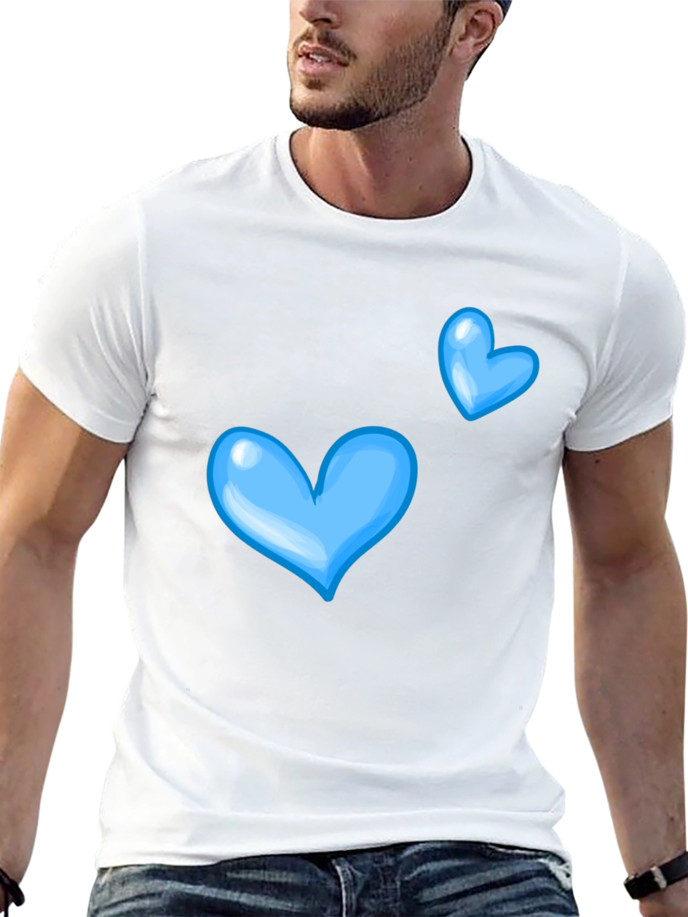 Blue Hearts Black T-Shirt for Casual Wear