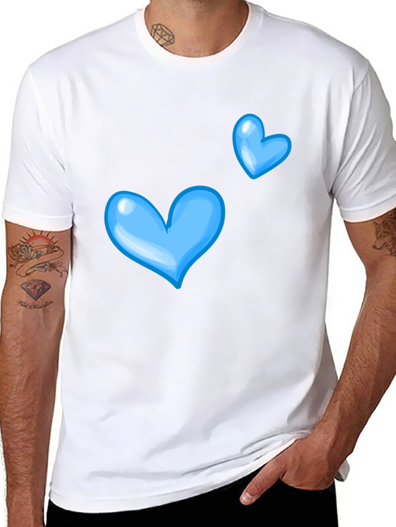 Blue Hearts Black T-Shirt for Casual Wear