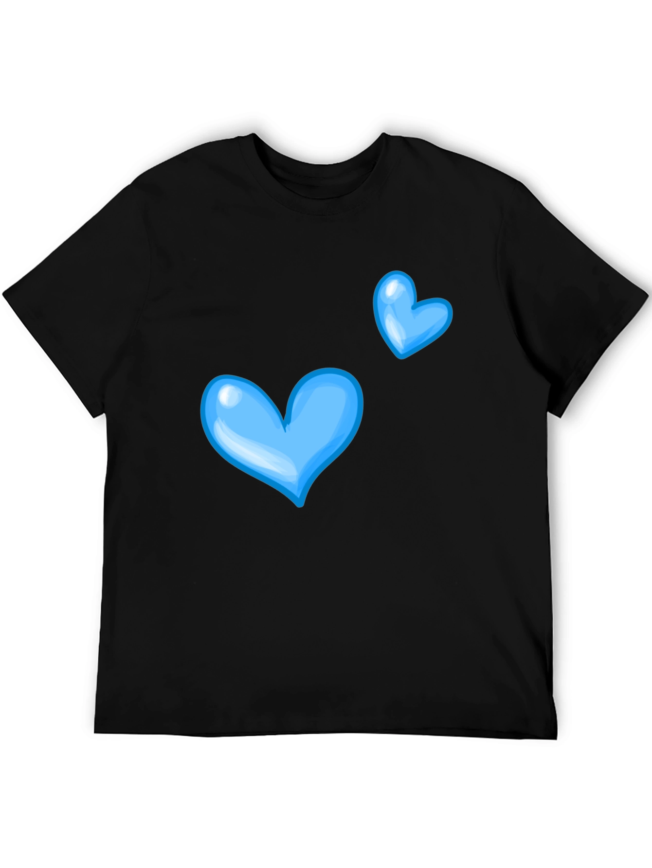 Blue Hearts Black T-Shirt for Casual Wear