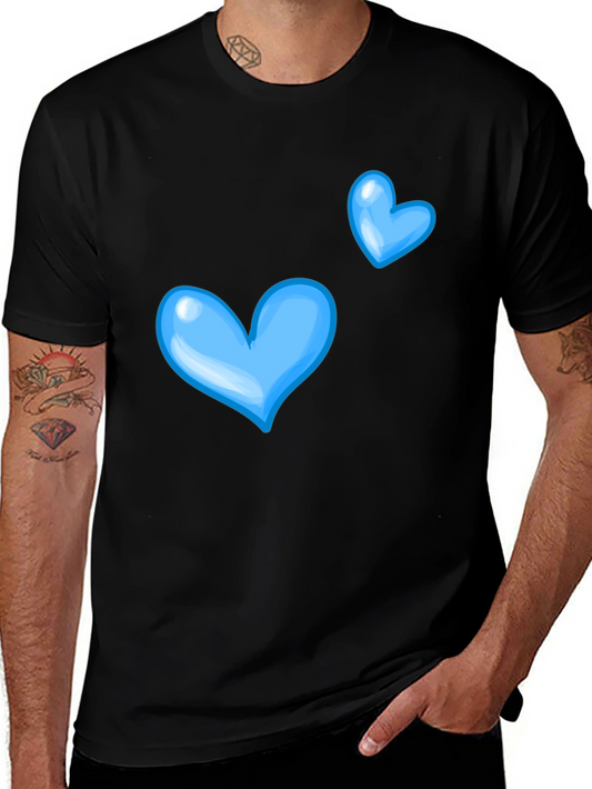 Blue Hearts Black T-Shirt for Casual Wear
