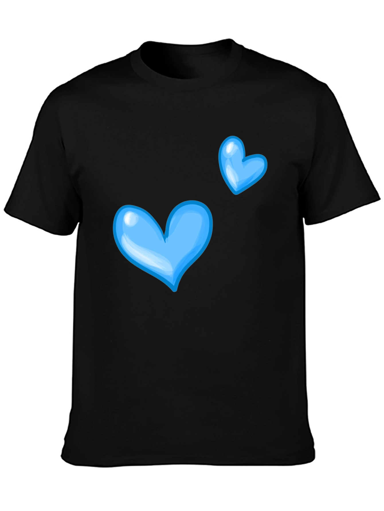 Blue Hearts Black T-Shirt for Casual Wear