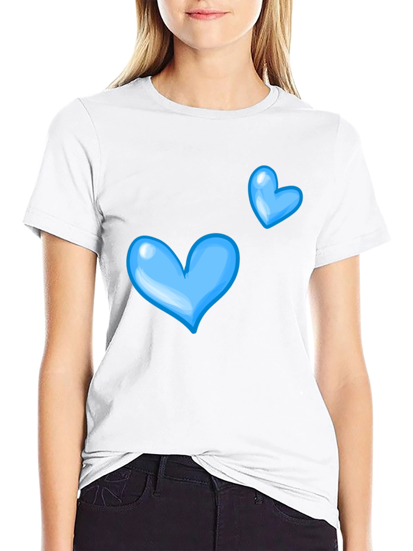 Blue Hearts Black T-Shirt for Casual Wear