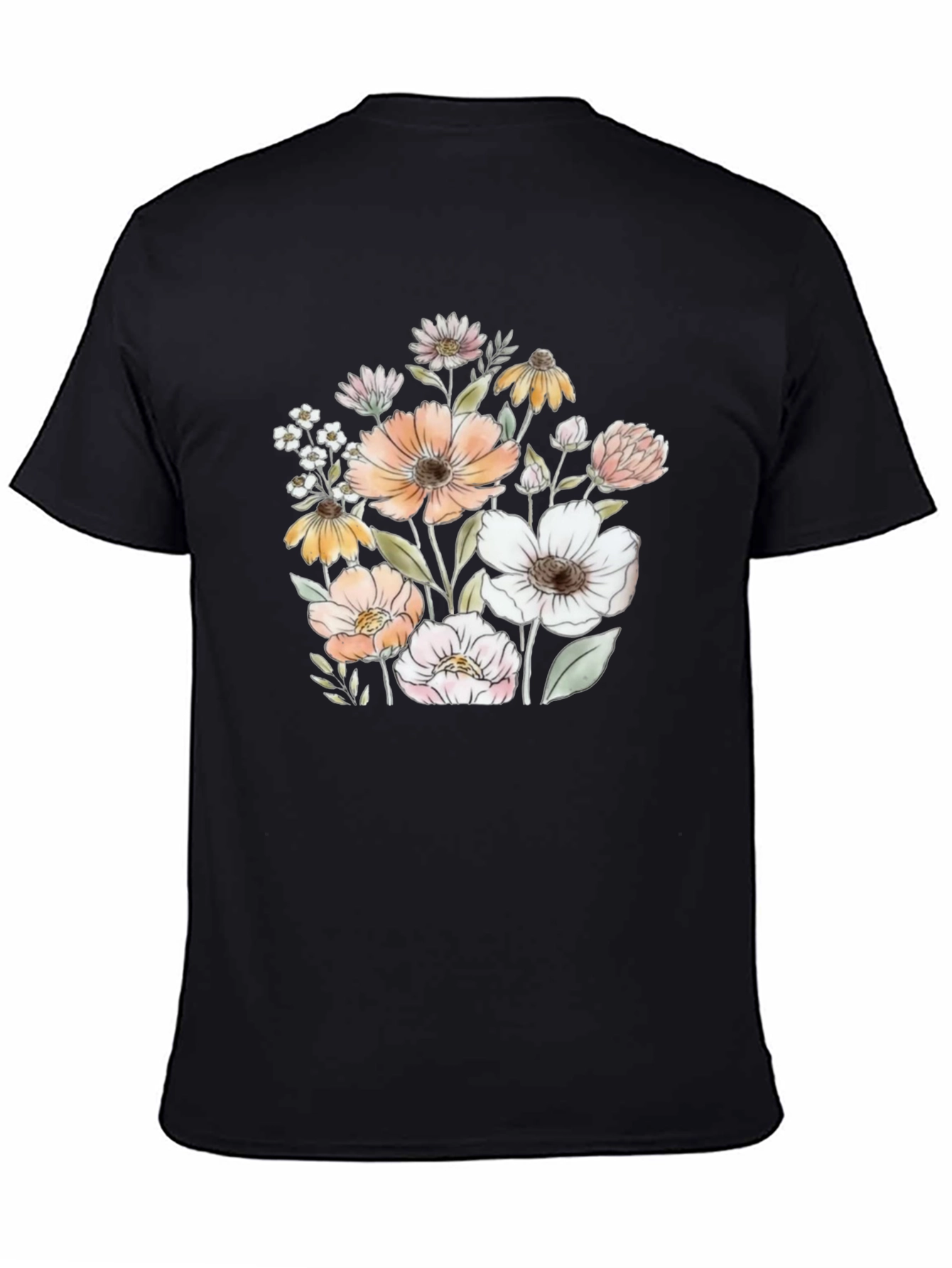 Floral Graphic Black T-Shirt