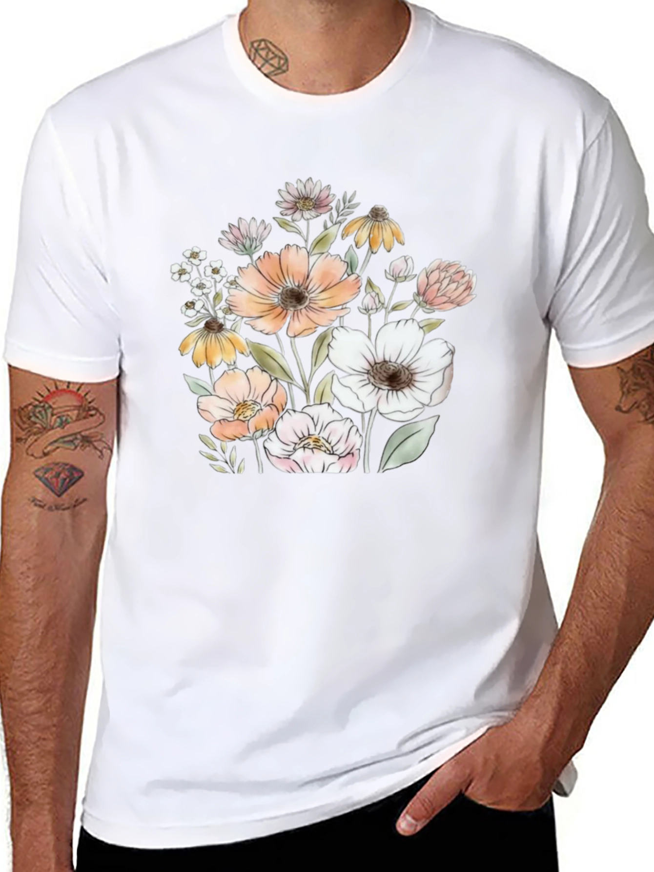 Floral Graphic Black T-Shirt