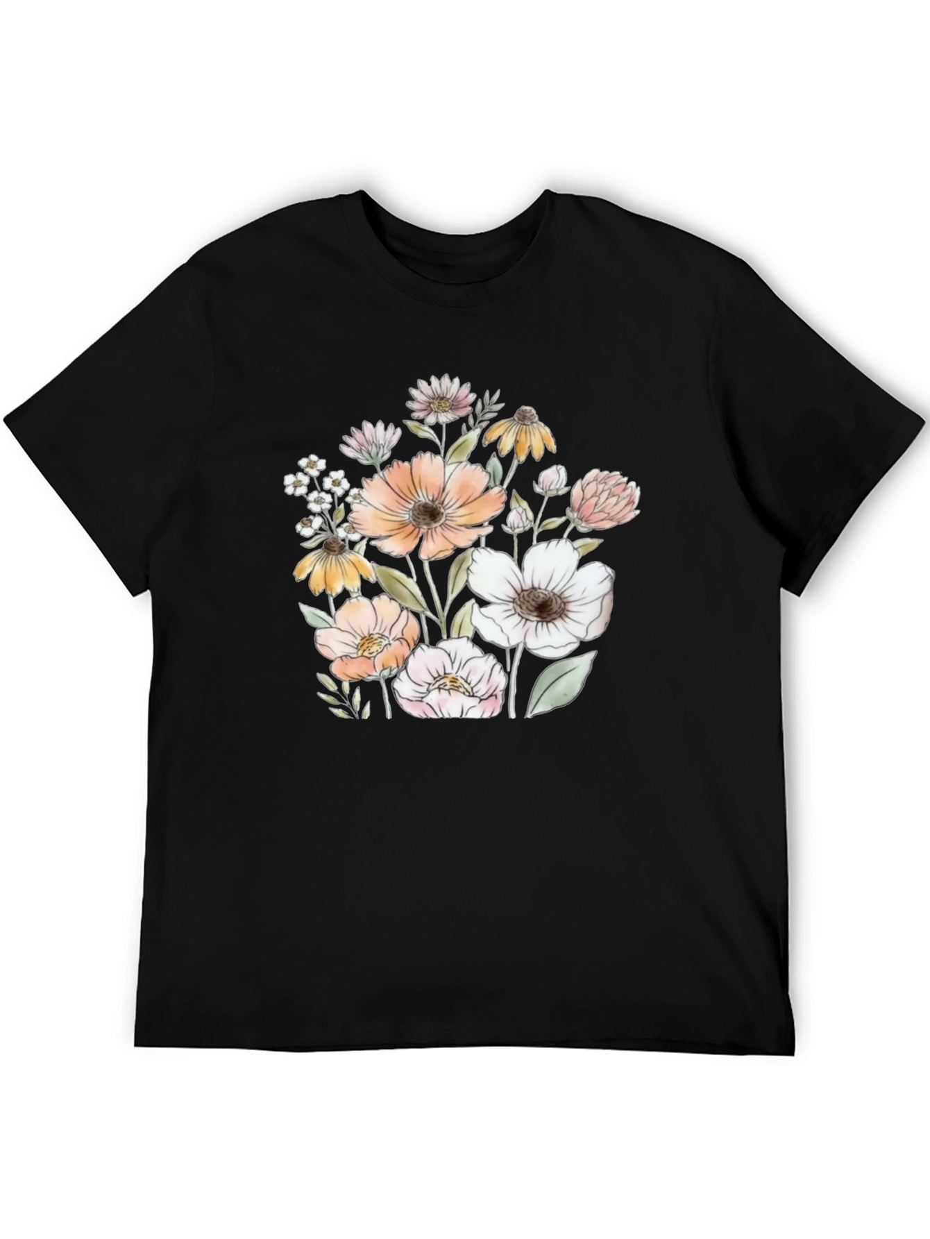 Floral Graphic Black T-Shirt
