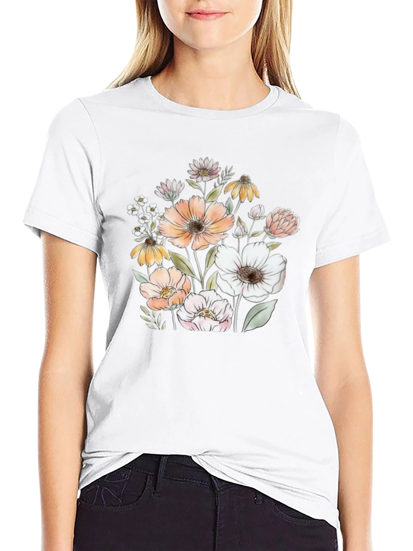 Floral Graphic Black T-Shirt