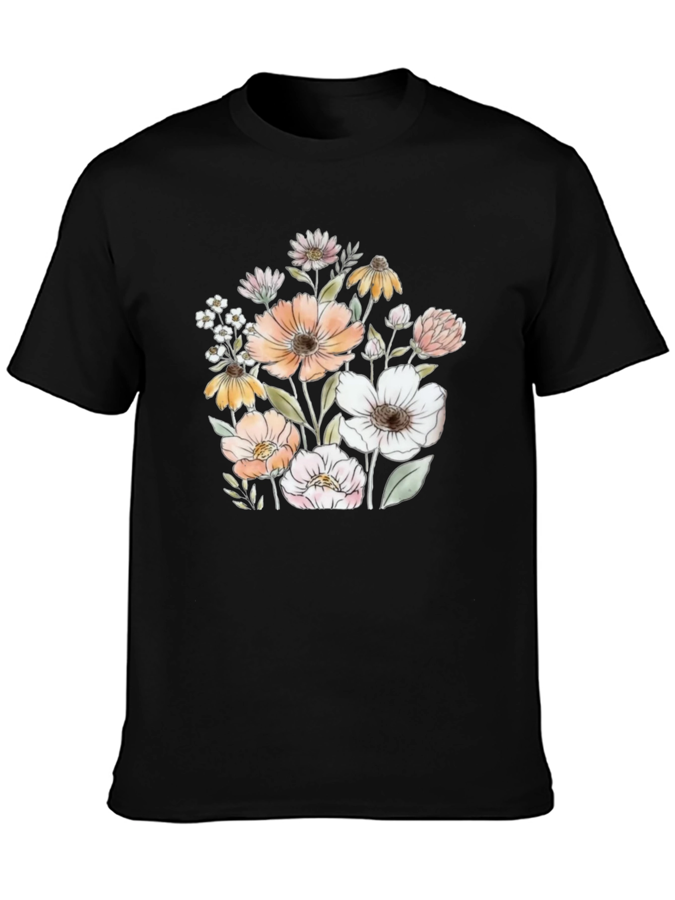 Floral Graphic Black T-Shirt