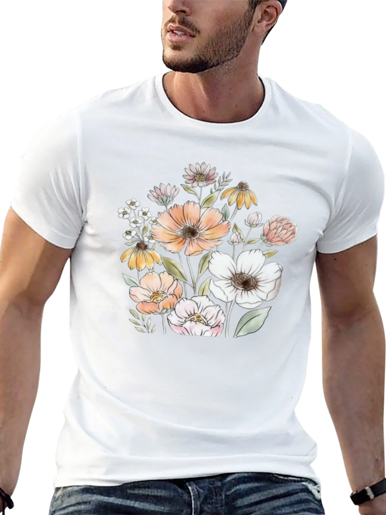 Floral Graphic Black T-Shirt