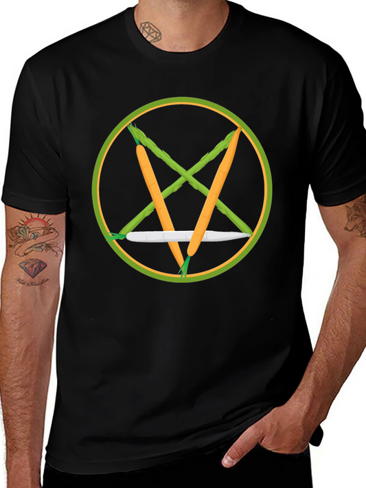 Vegan Pentagram Graphic Tee - Black Cotton T-Shirt