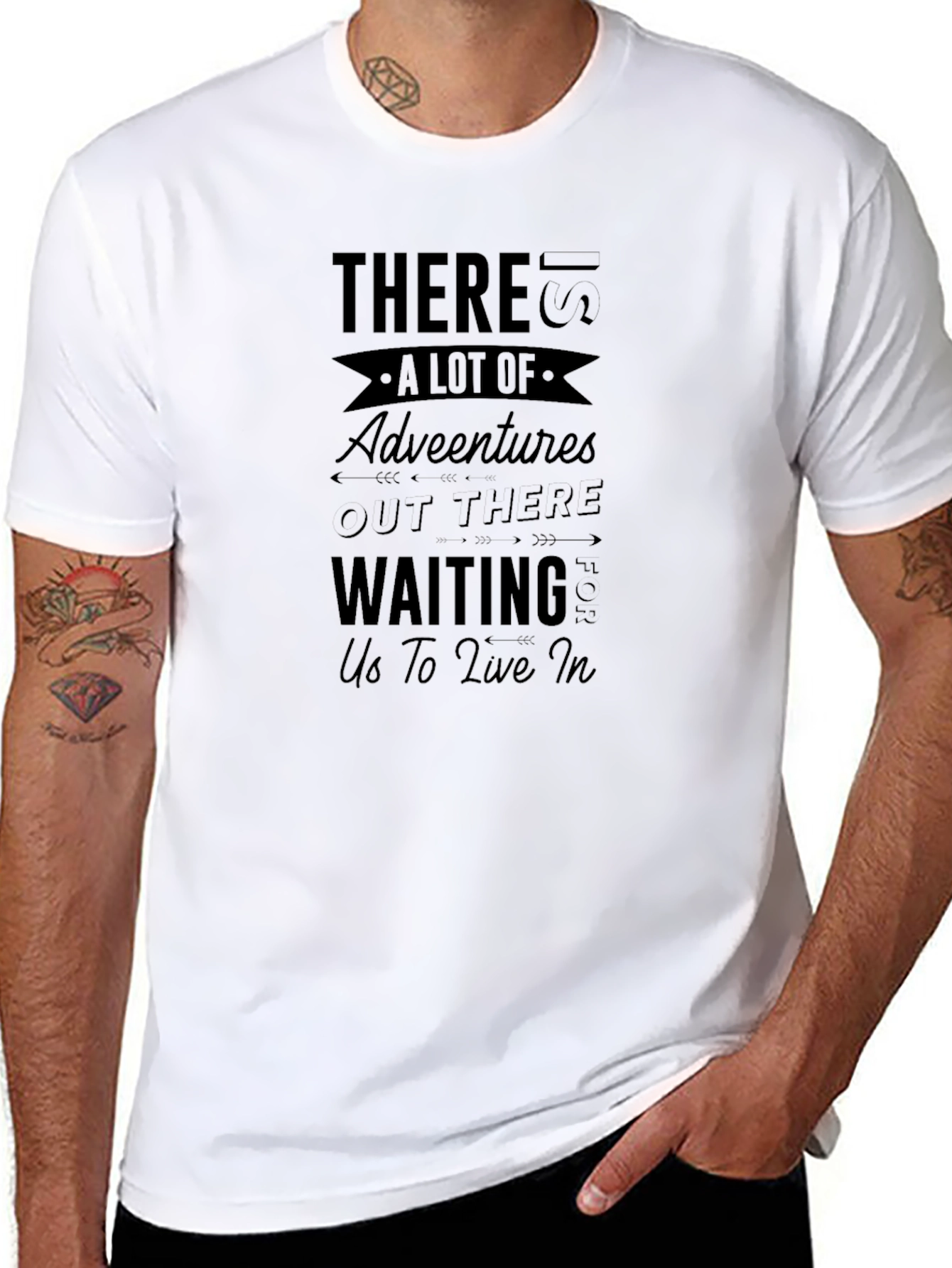 Adventure Awaits Black Graphic T-Shirt