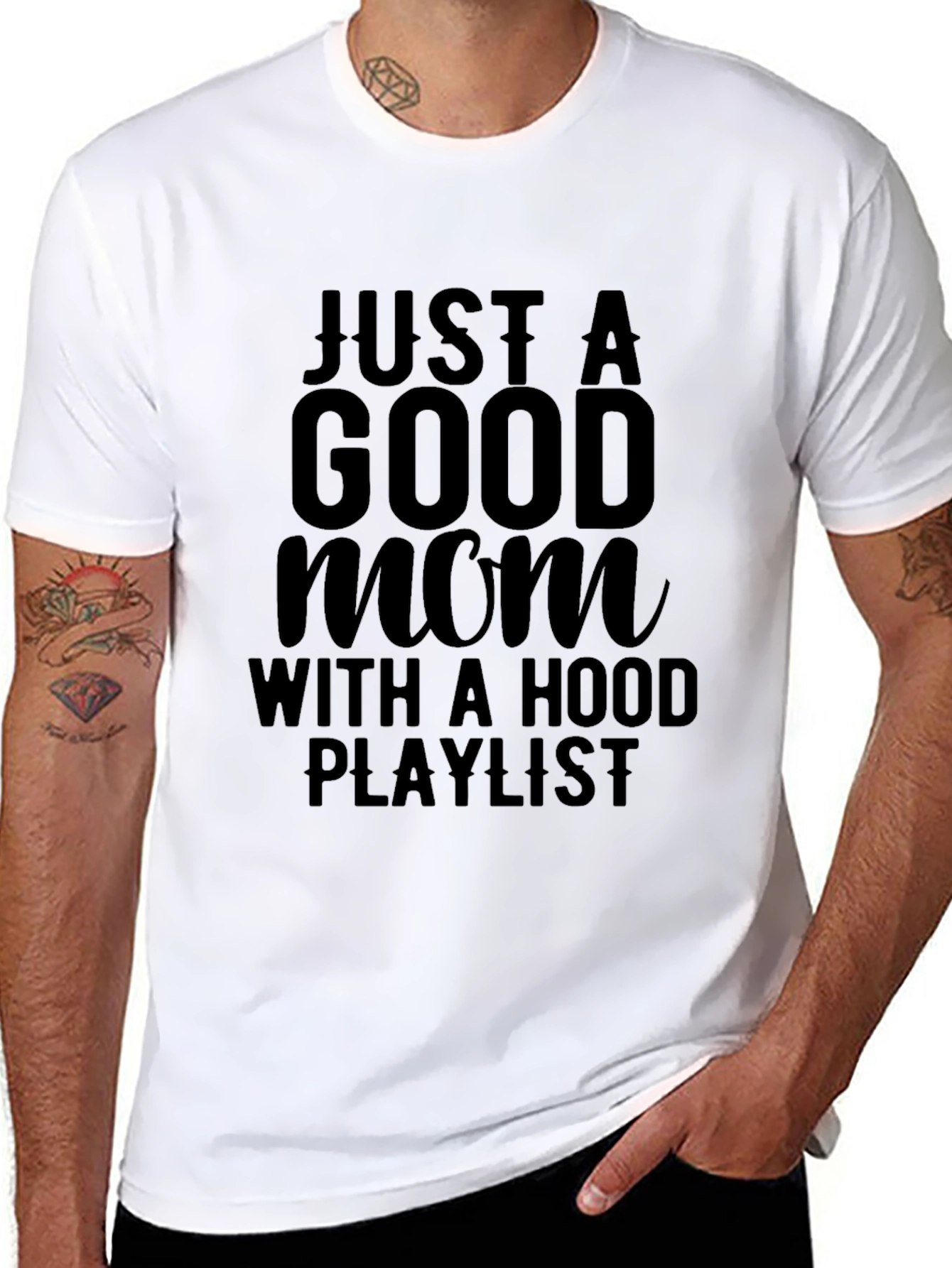 Good Mom Hood Playlist Graphic T-Shirt