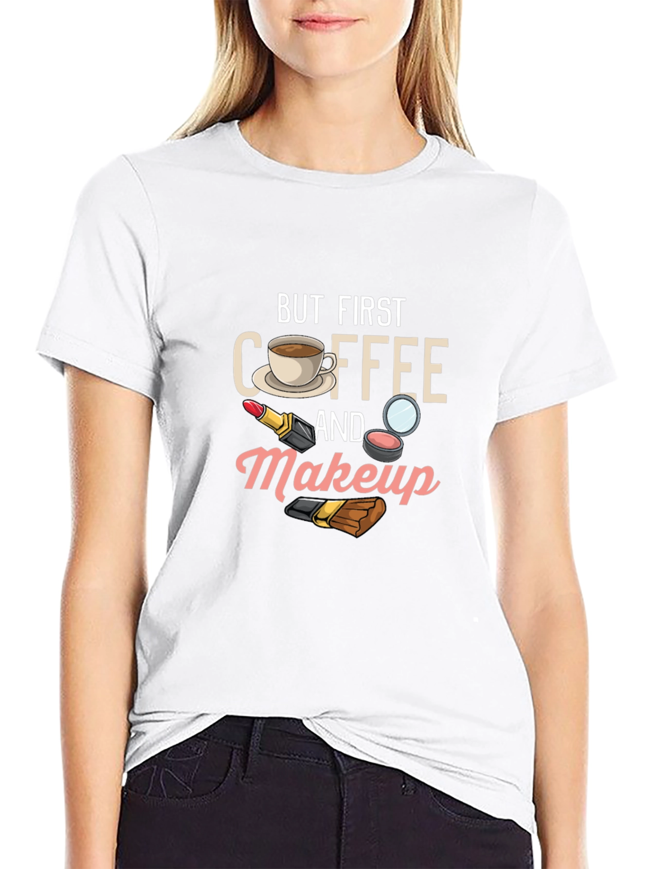 But First Coffee & Makeup Graphic Tee