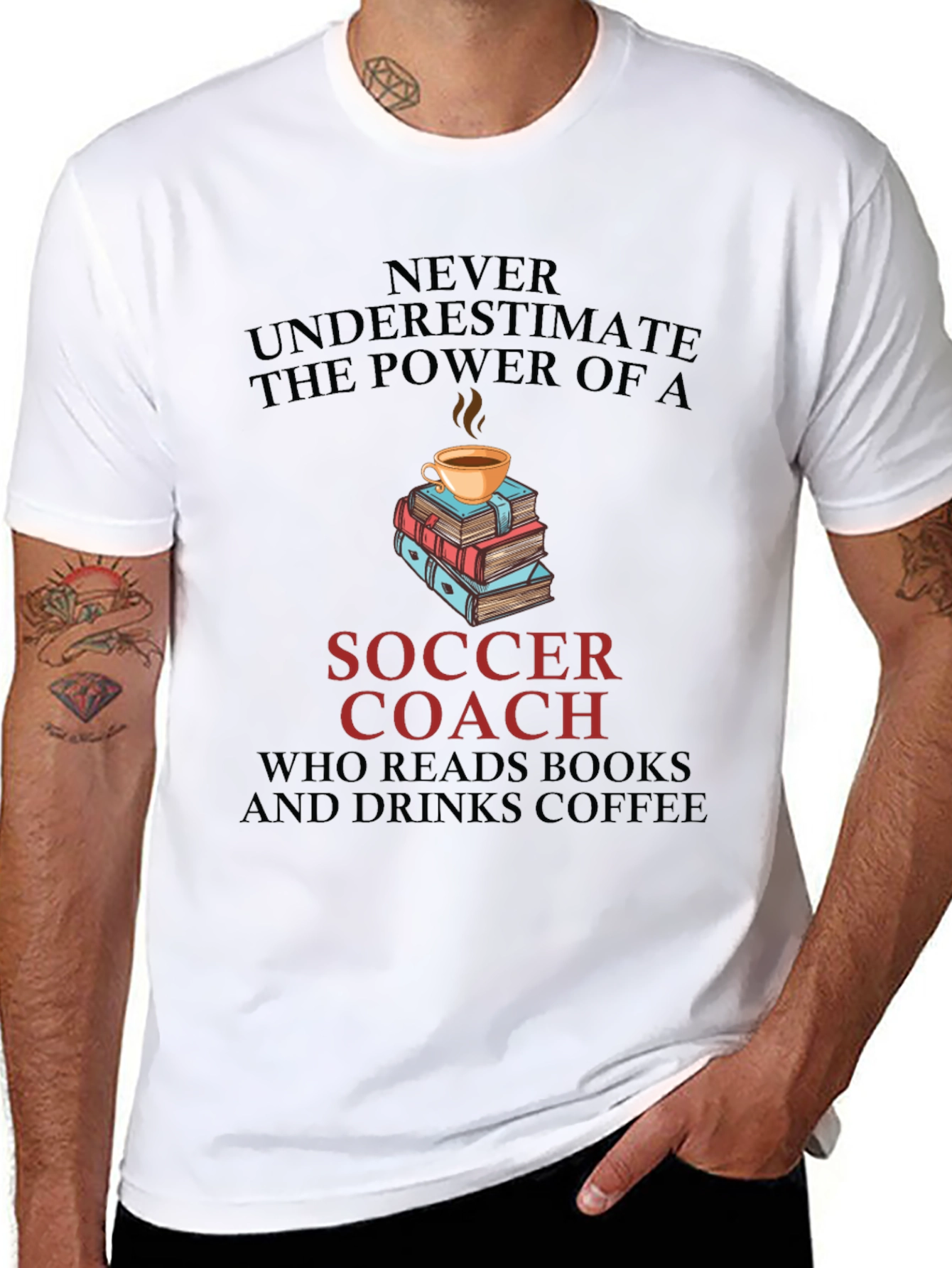 Soccer Coach Reads Books and Drinks Coffee T-Shirt