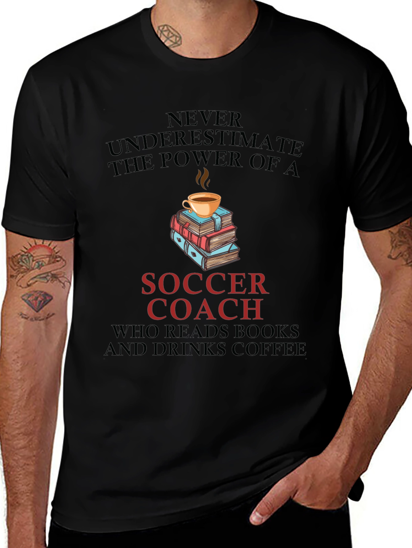 Soccer Coach Reads Books and Drinks Coffee T-Shirt