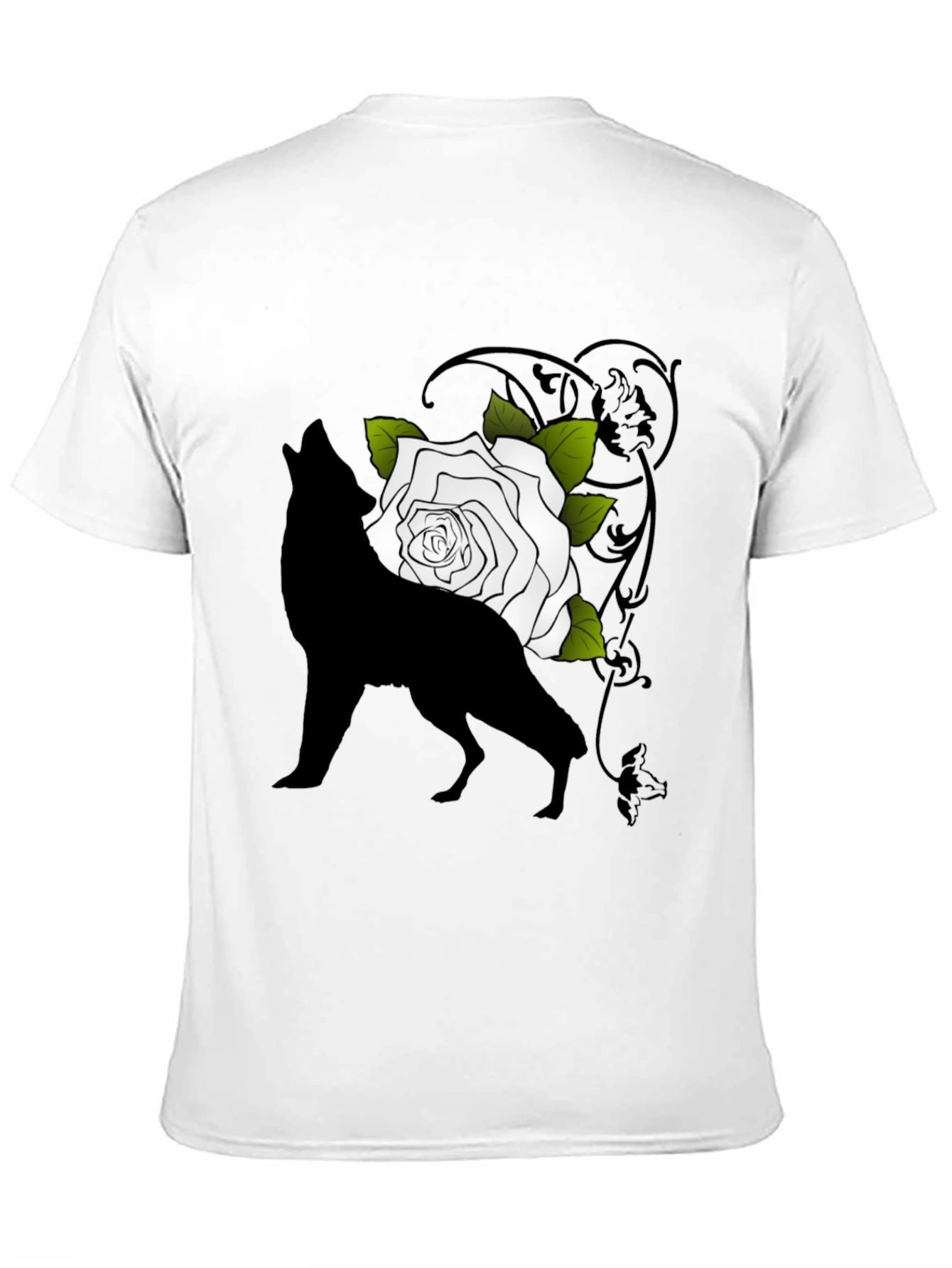 Wolf and Rose Graphic Tee - Mens Black T-Shirt