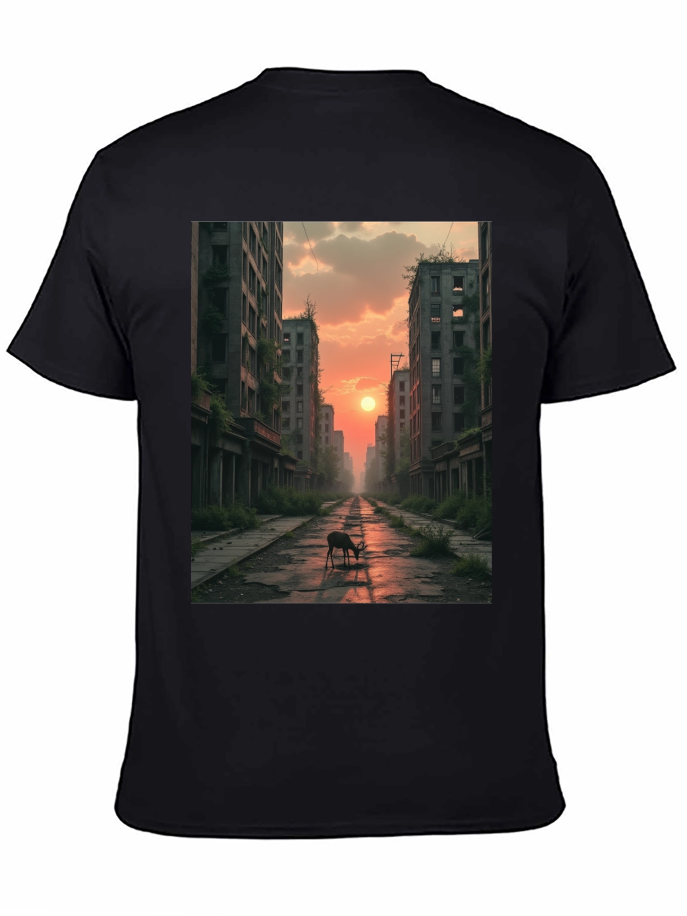 Deer in Post-Apocalyptic City T-Shirt