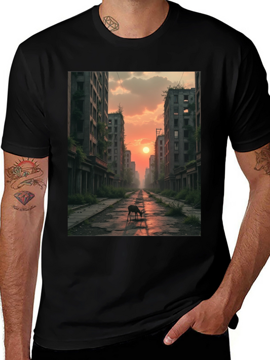 Deer in Post-Apocalyptic City T-Shirt