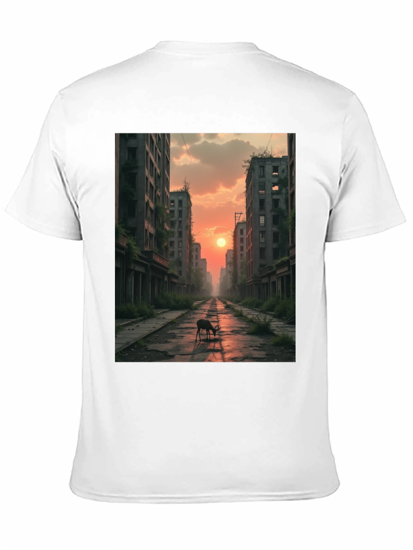 Deer in Post-Apocalyptic City T-Shirt