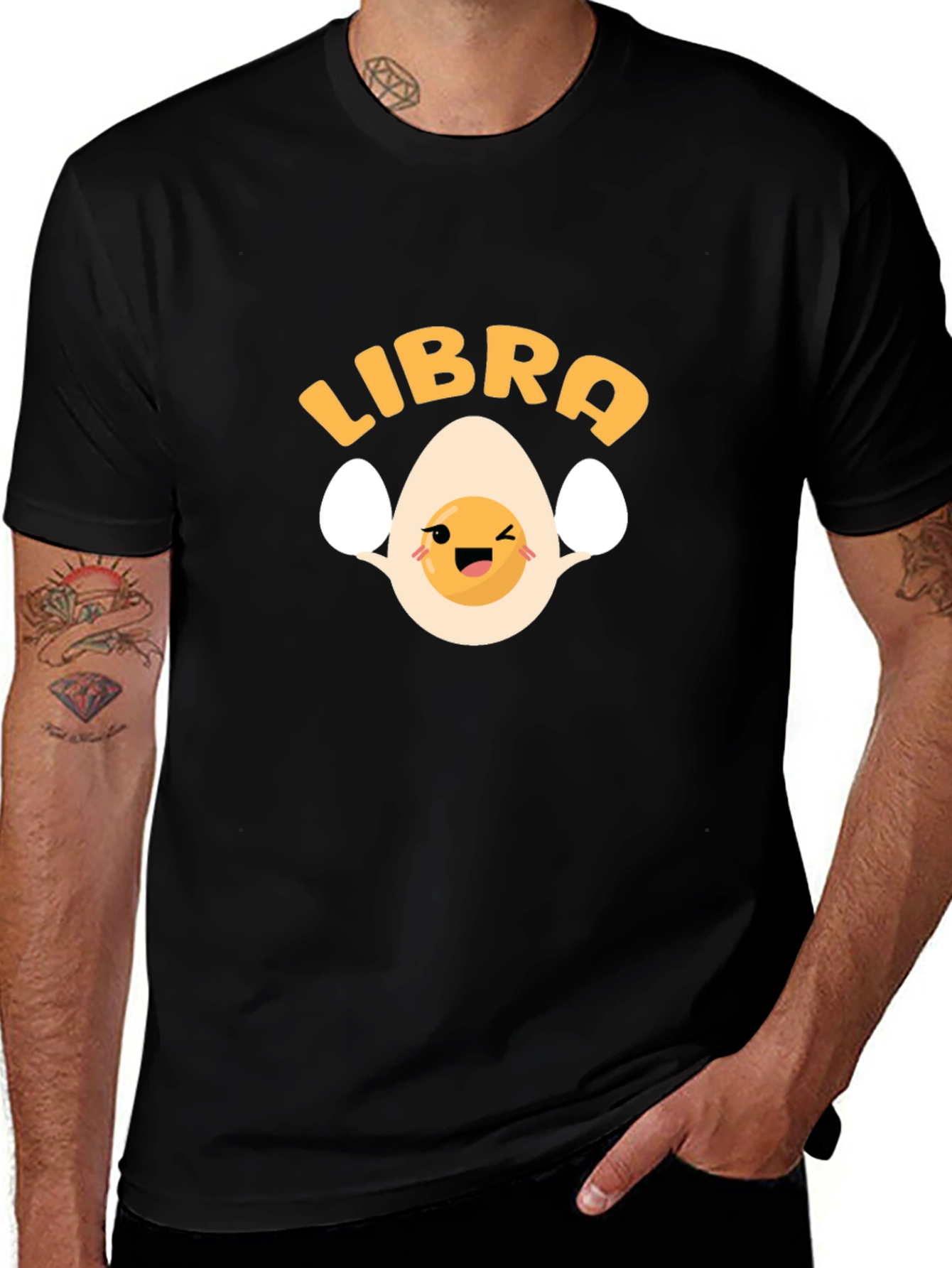 Libra Egg Zodiac T-Shirt - Black Cotton Tee