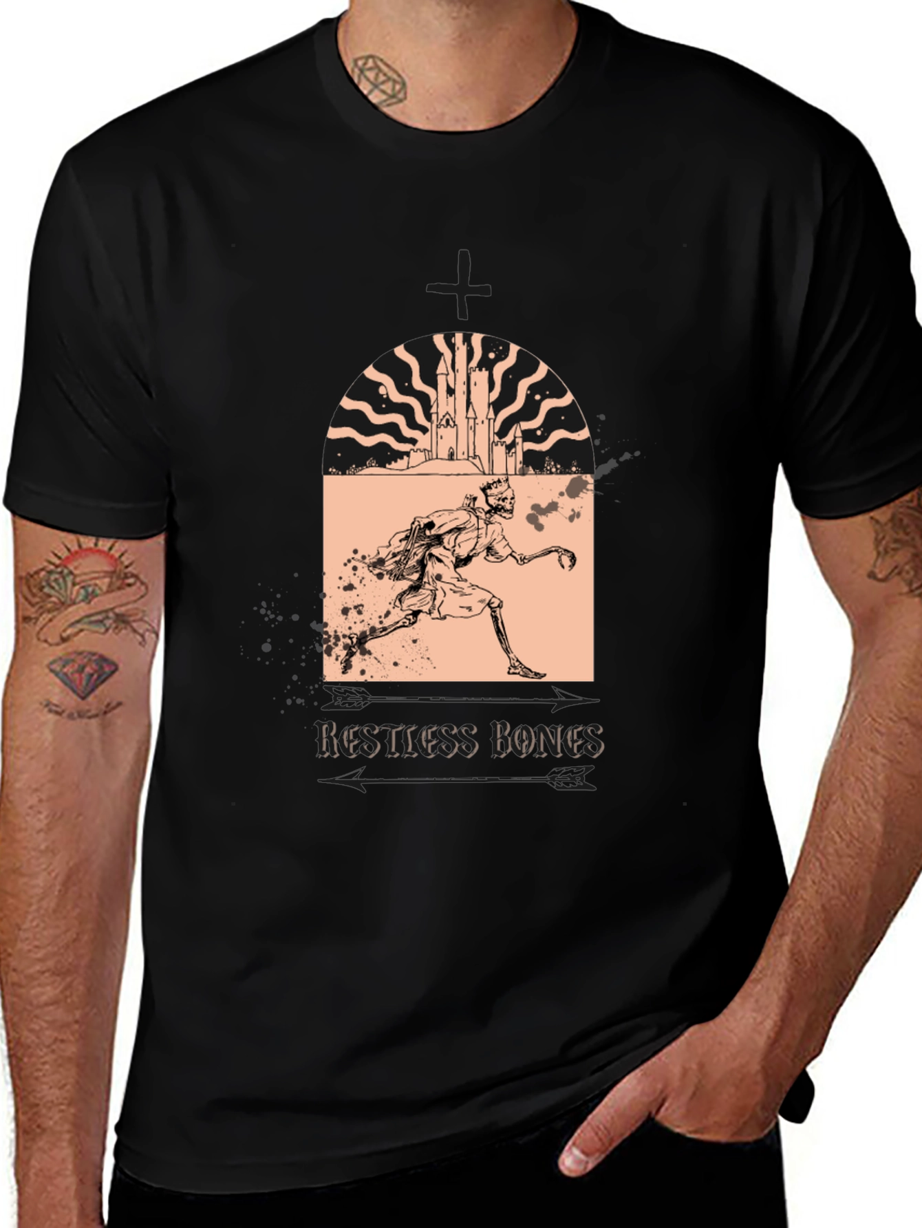 Restless Bones Graphic T-Shirt - Black