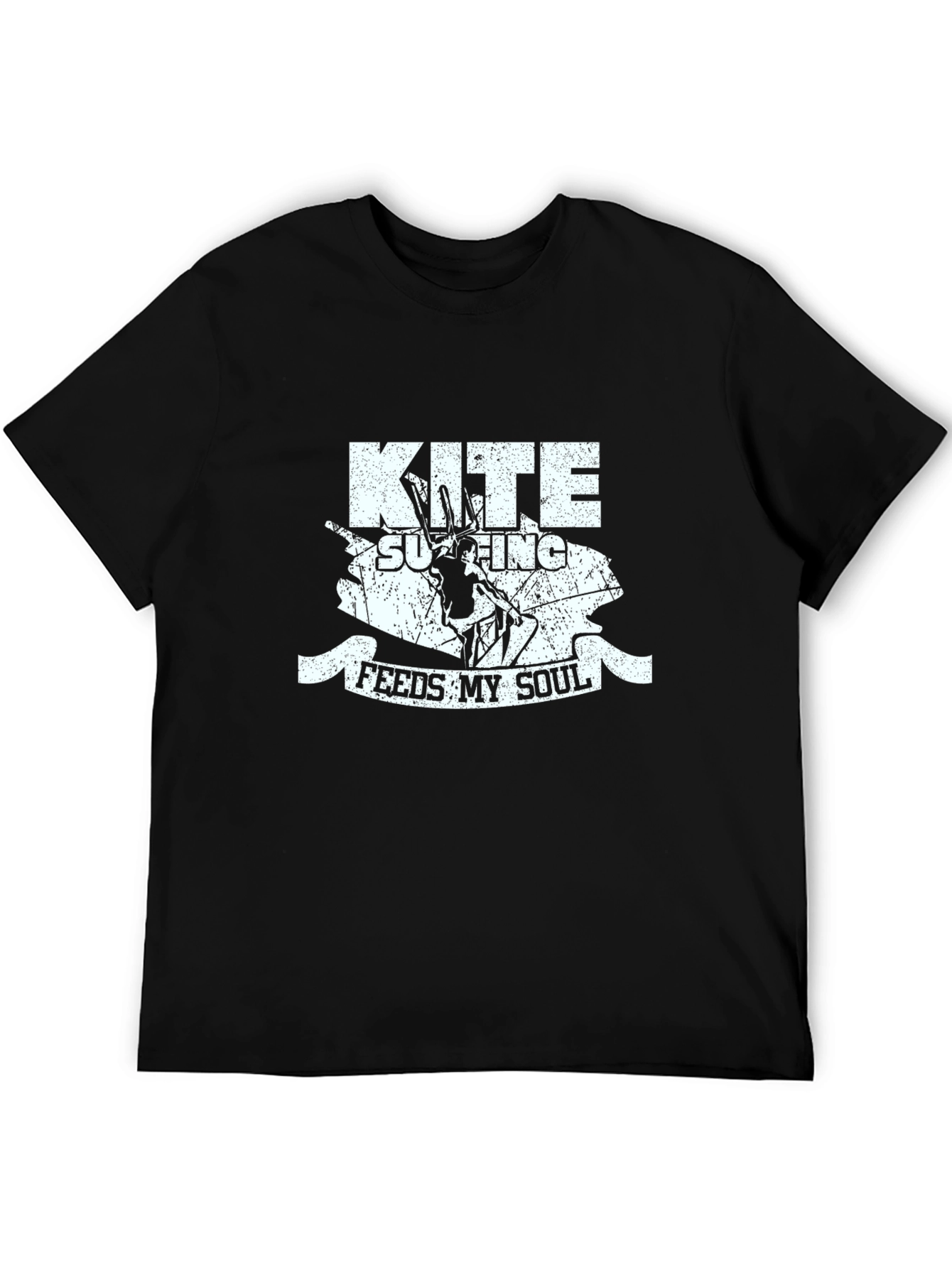 Kite Surfing Feeds My Soul Black T-Shirt