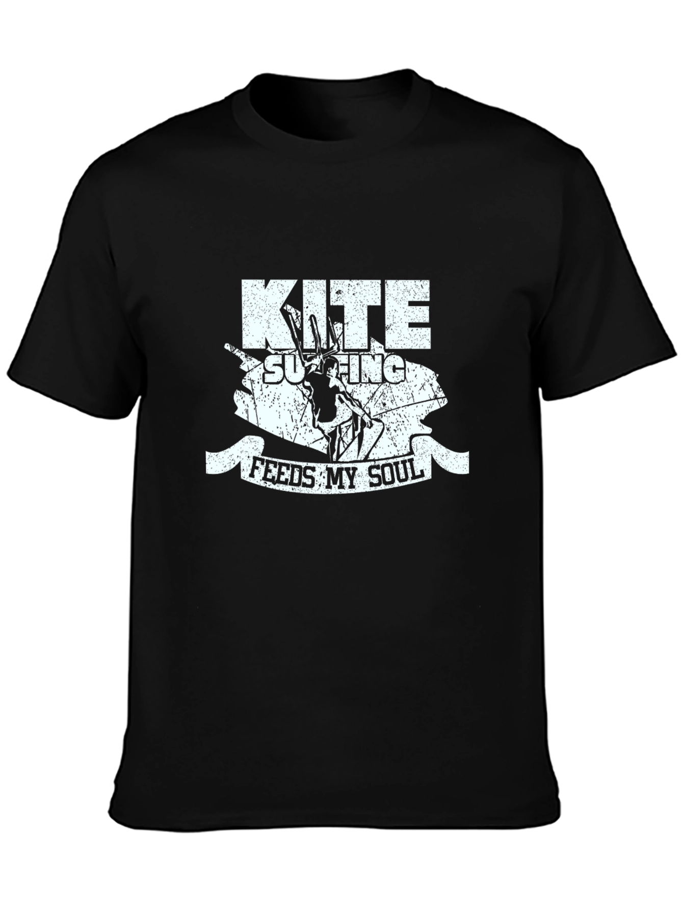 Kite Surfing Feeds My Soul Black T-Shirt