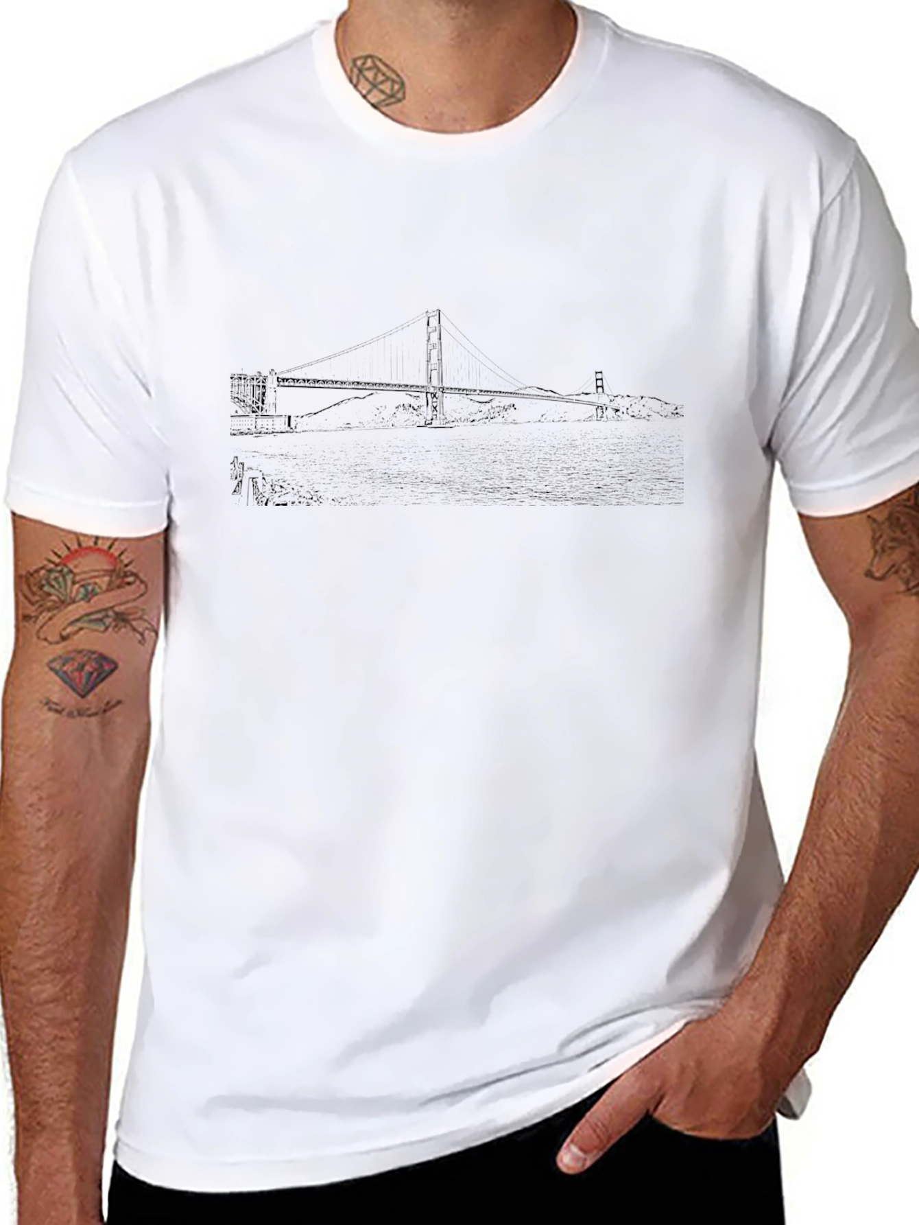 Golden Gate Bridge Graphic Black T-Shirt