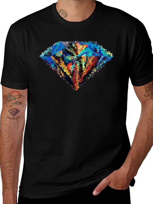 Abstract Diamond Graphic Black Tee