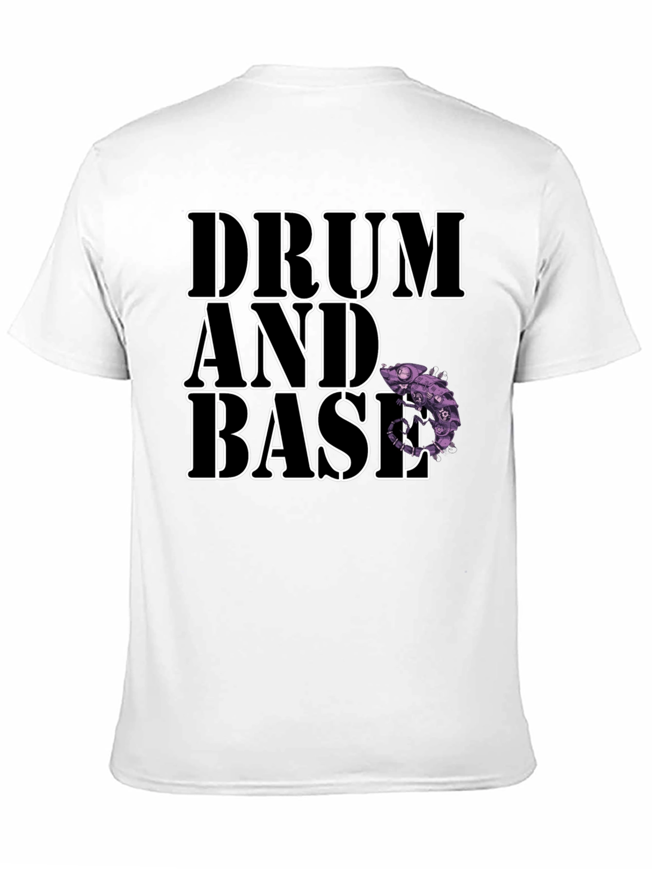 Drum and Bass Black T-Shirt with Chameleon Design