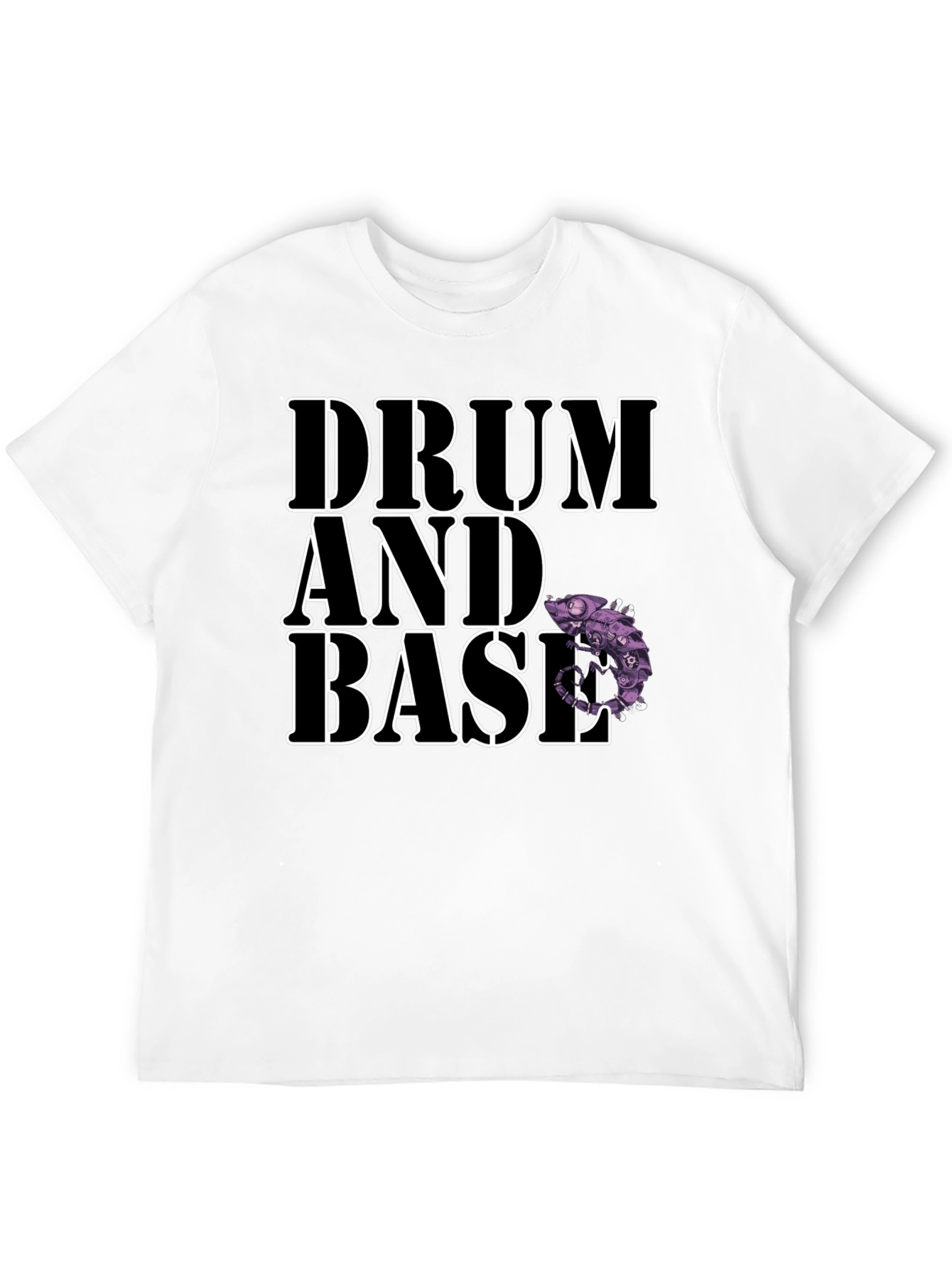 Drum and Bass Black T-Shirt with Chameleon Design