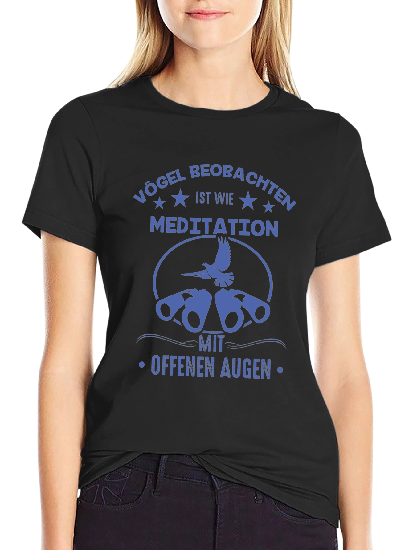 Birdwatching Meditation T-Shirt - Open Eyes Design