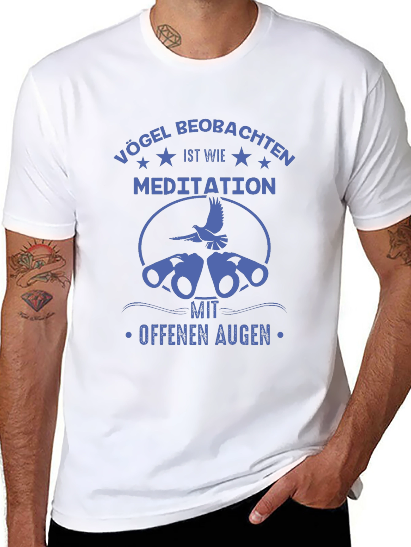 Birdwatching Meditation T-Shirt - Open Eyes Design