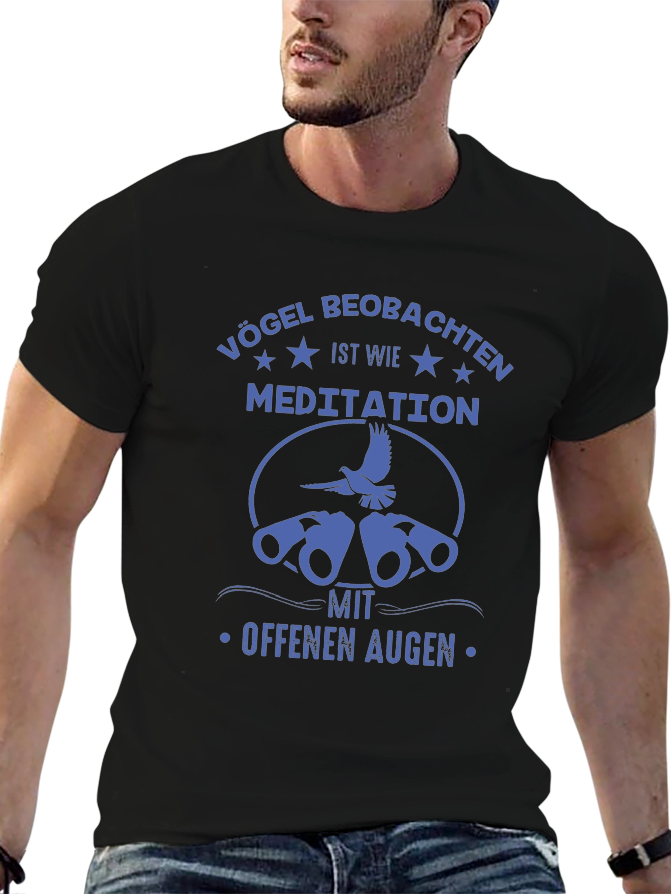 Birdwatching Meditation T-Shirt - Open Eyes Design