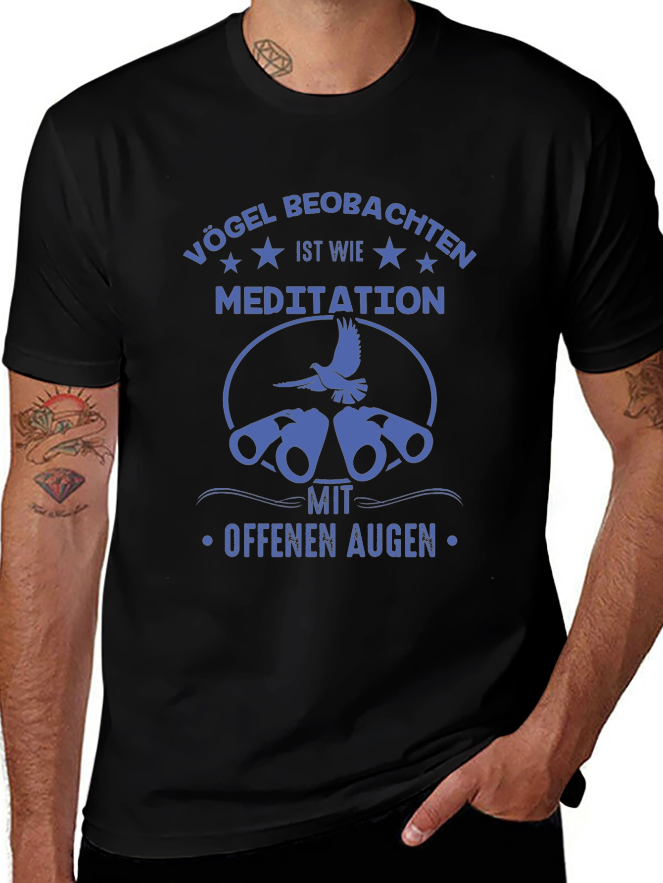 Birdwatching Meditation T-Shirt - Open Eyes Design