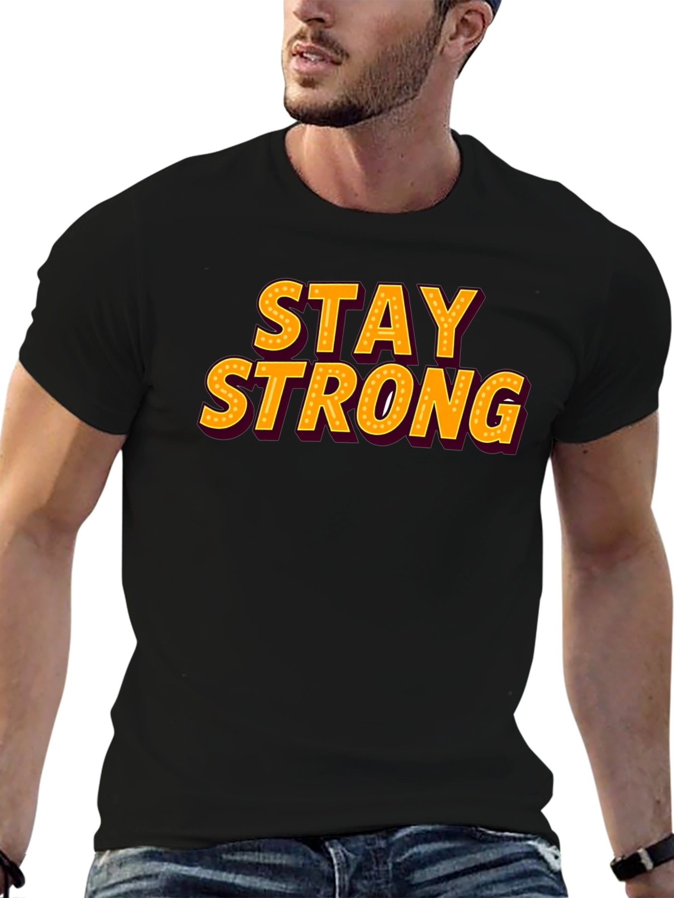 Stay Strong Graphic Tee - Motivational Black T-Shirt