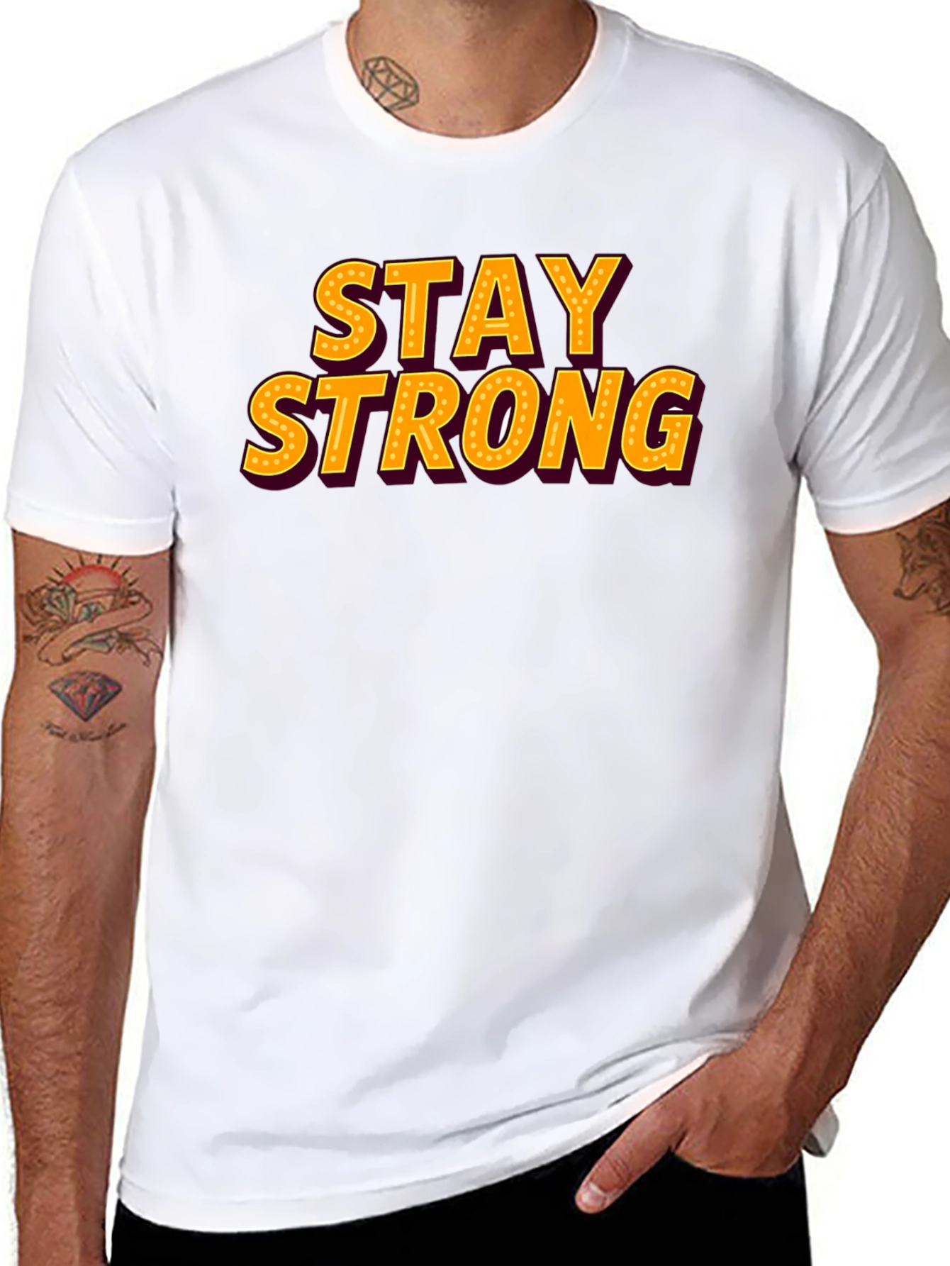Stay Strong Graphic Tee - Motivational Black T-Shirt