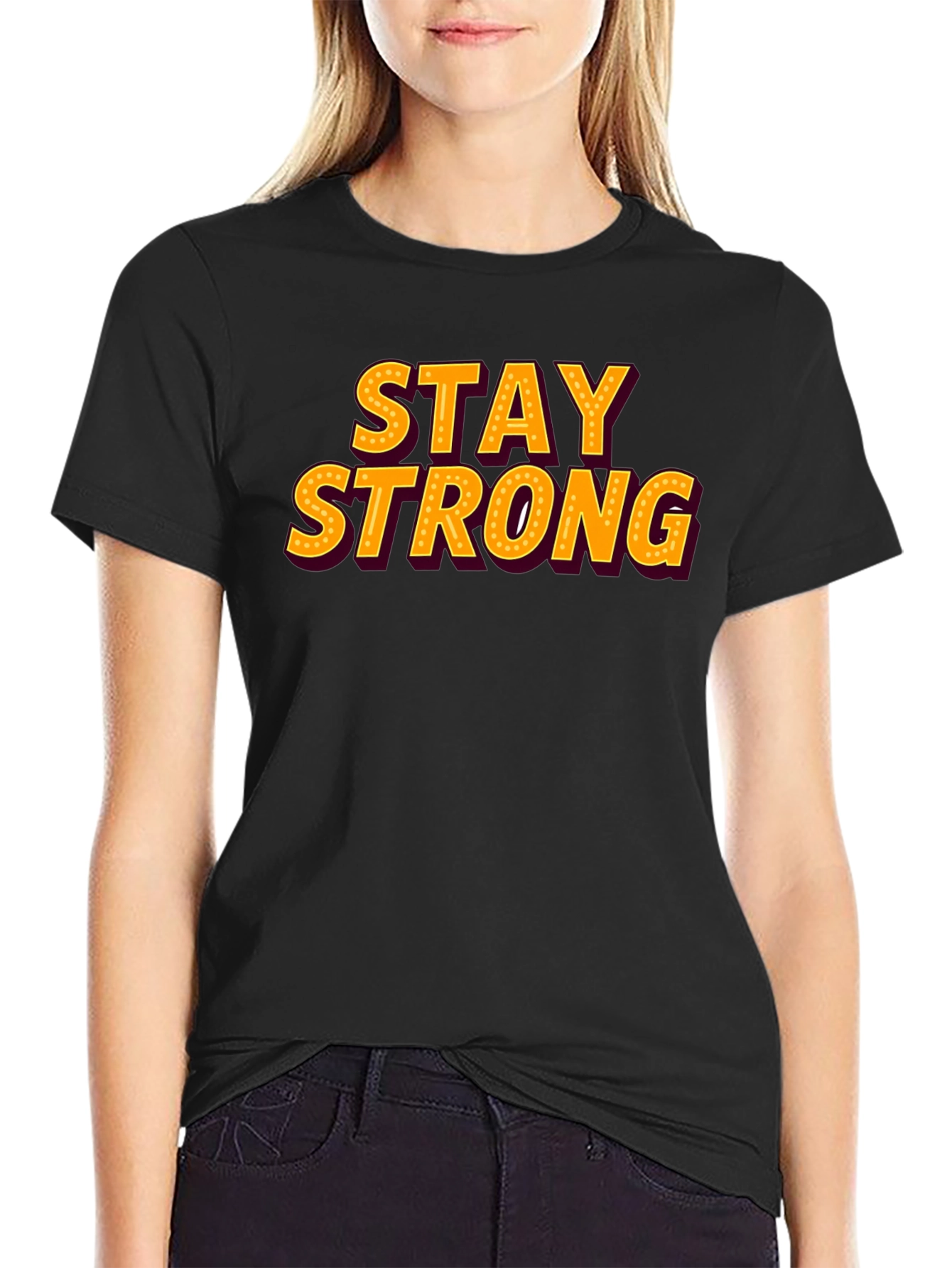 Stay Strong Graphic Tee - Motivational Black T-Shirt