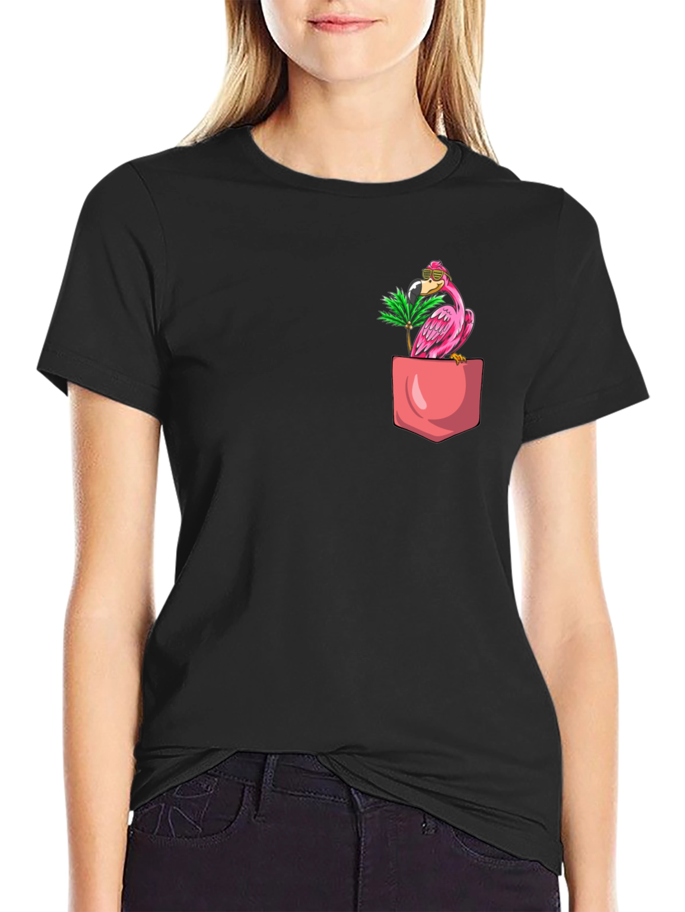 Tropical Flamingo Pocket T-Shirt