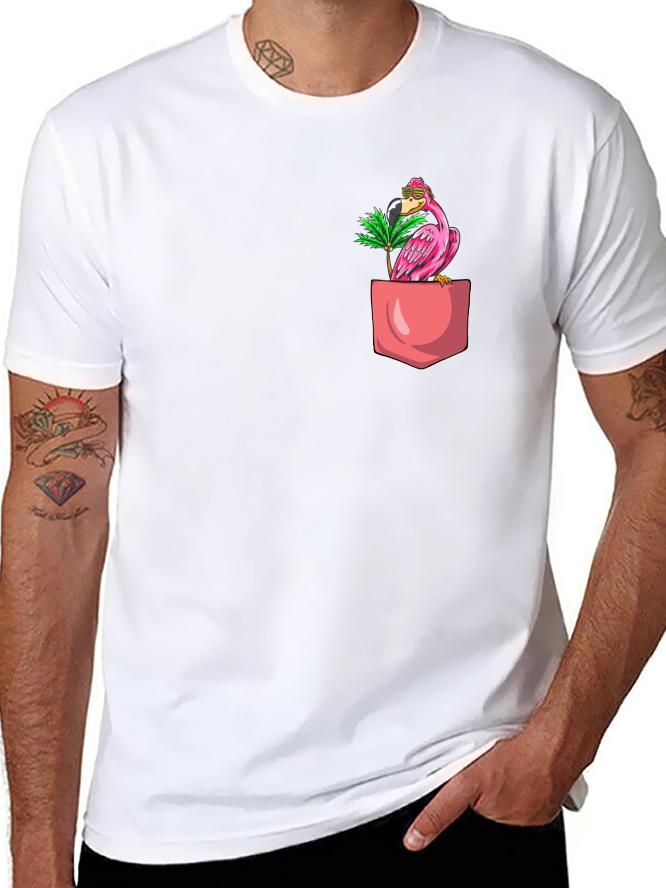 Tropical Flamingo Pocket T-Shirt