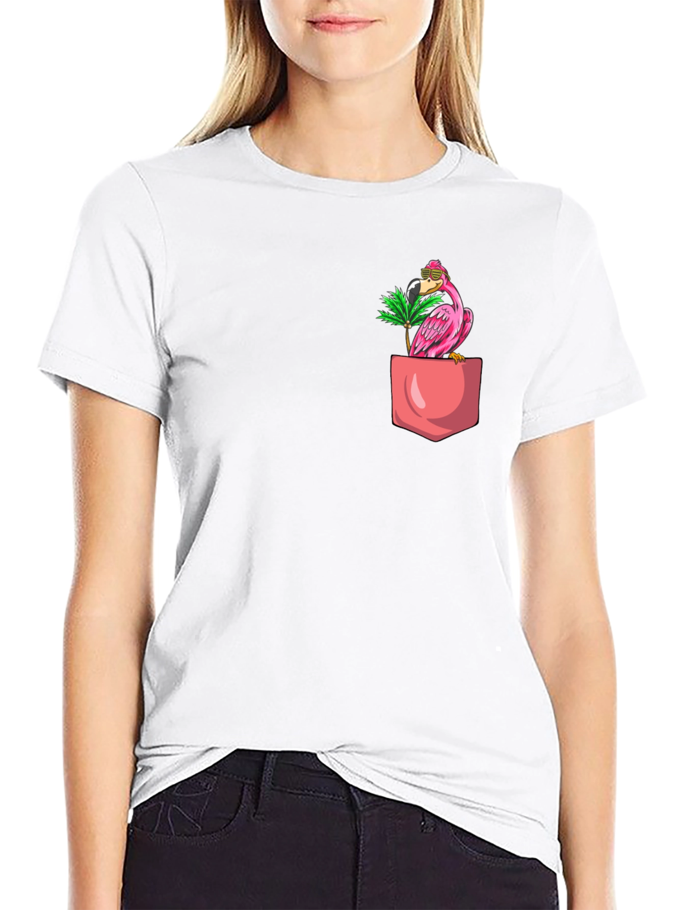 Tropical Flamingo Pocket T-Shirt