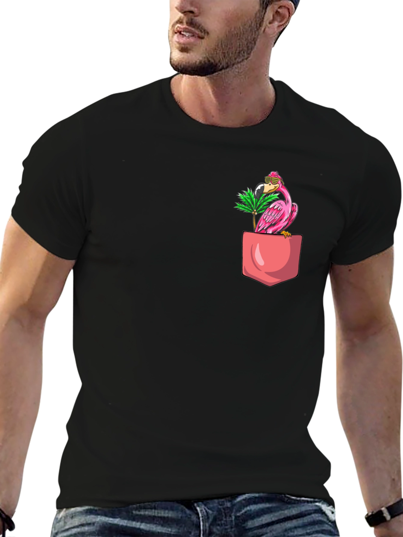 Tropical Flamingo Pocket T-Shirt