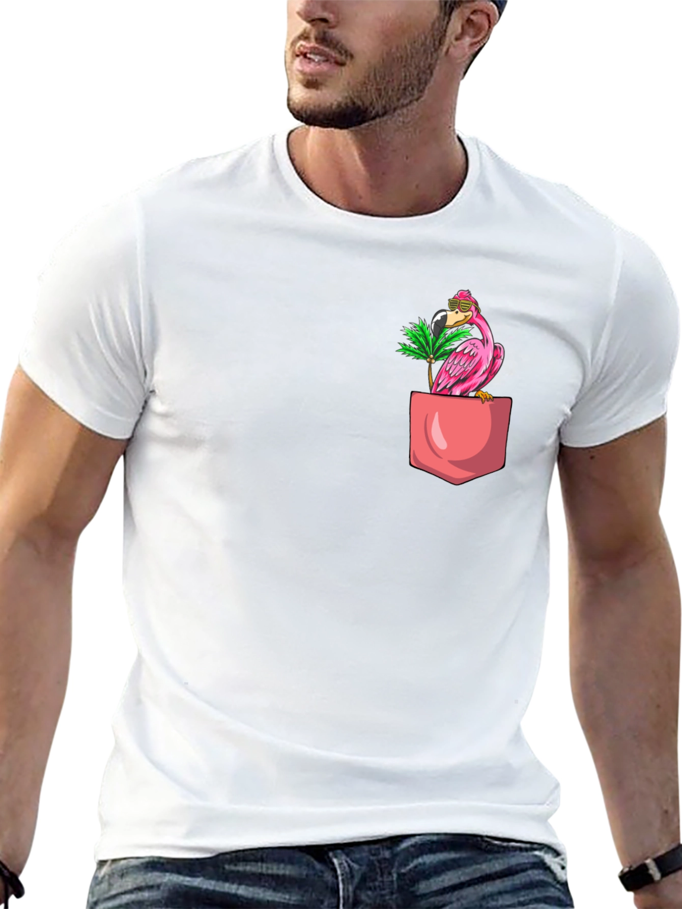 Tropical Flamingo Pocket T-Shirt