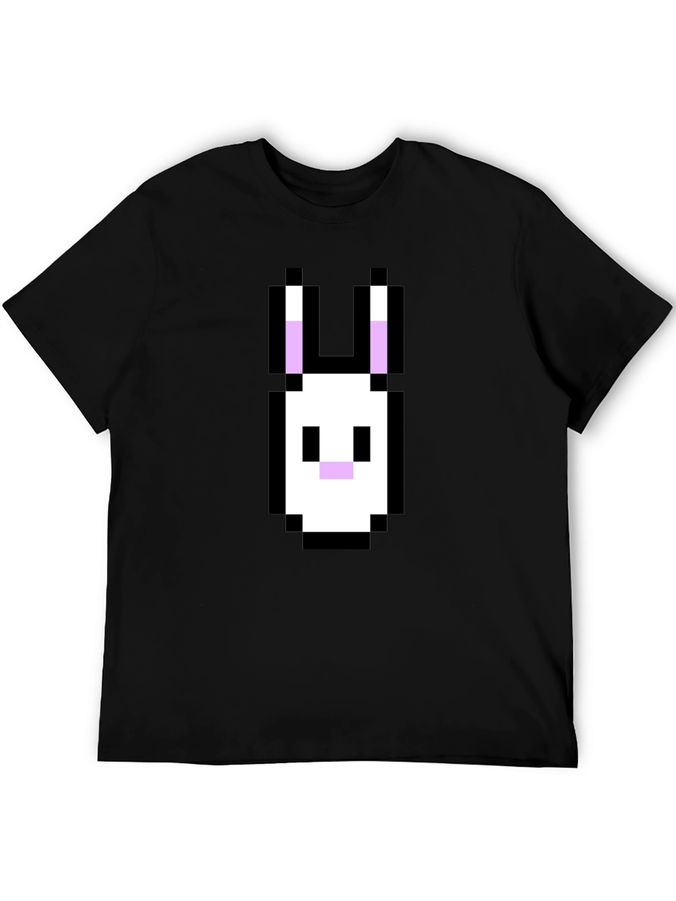 Pixel Rabbit Graphic Tee - Black Cotton Blend Shirt