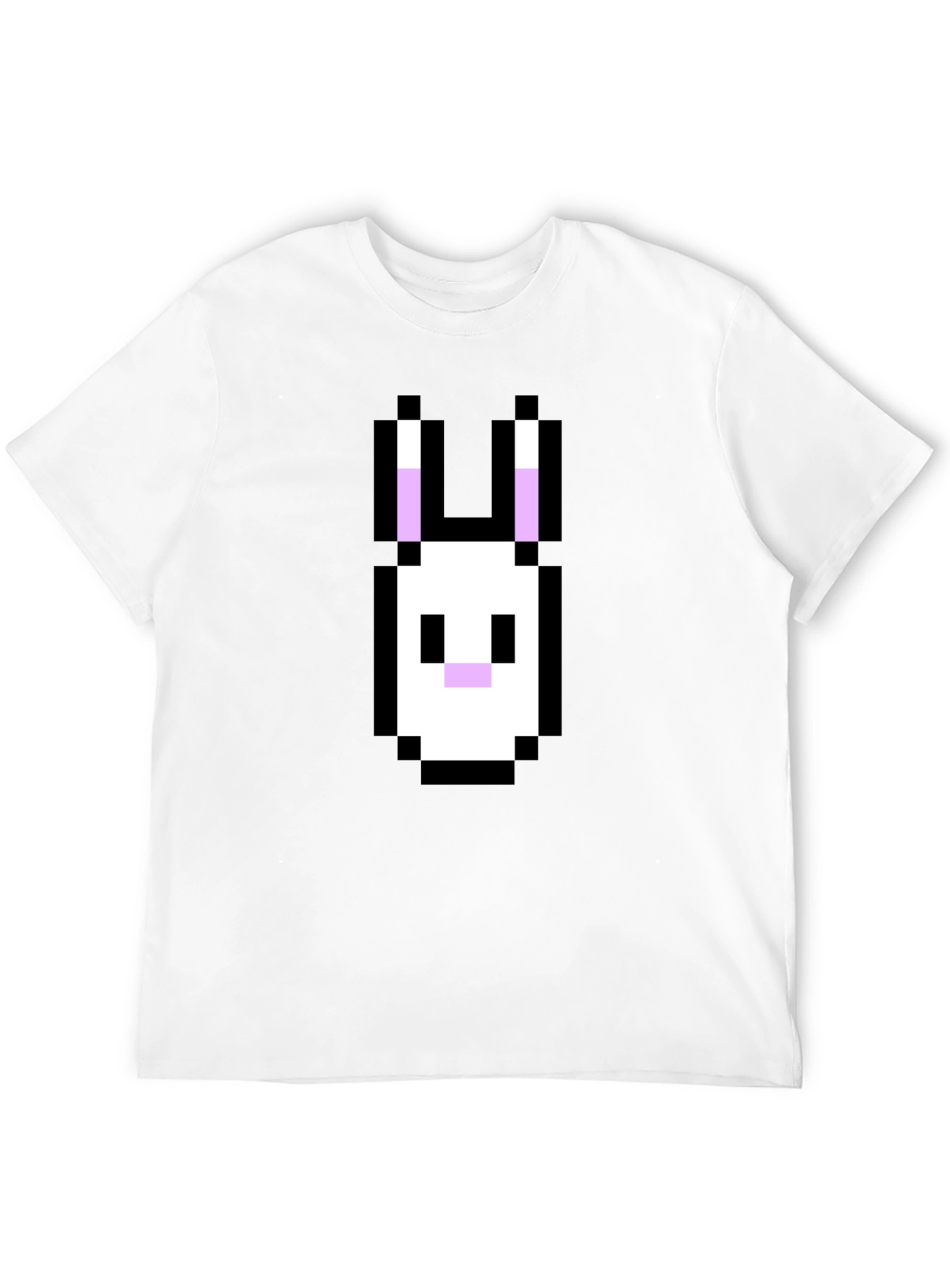 Pixel Rabbit Graphic Tee - Black Cotton Blend Shirt