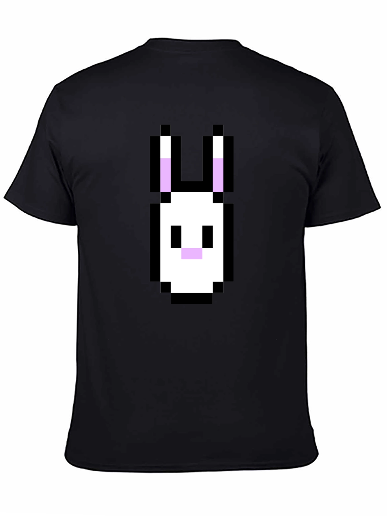 Pixel Rabbit Graphic Tee - Black Cotton Blend Shirt