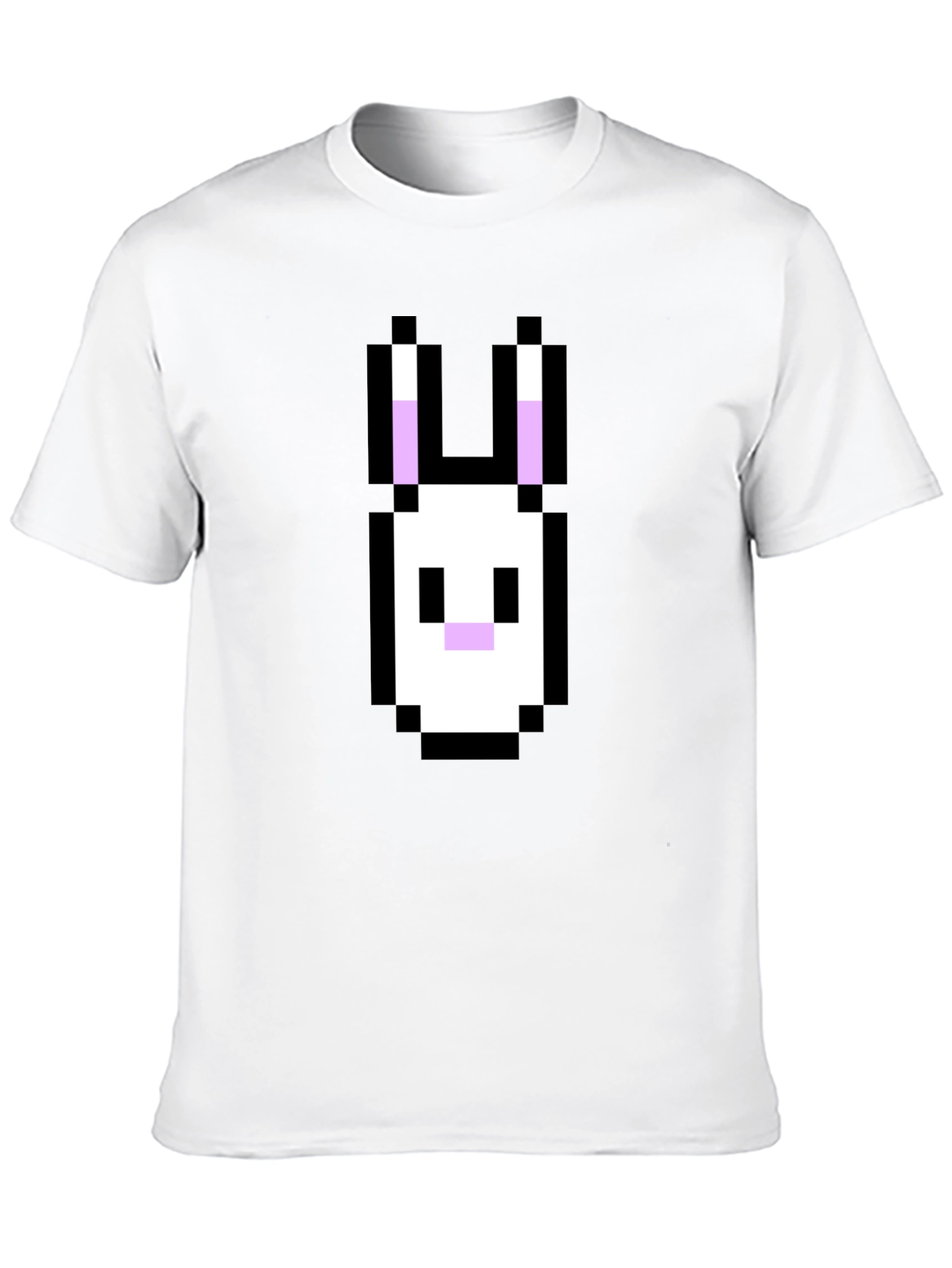 Pixel Rabbit Graphic Tee - Black Cotton Blend Shirt
