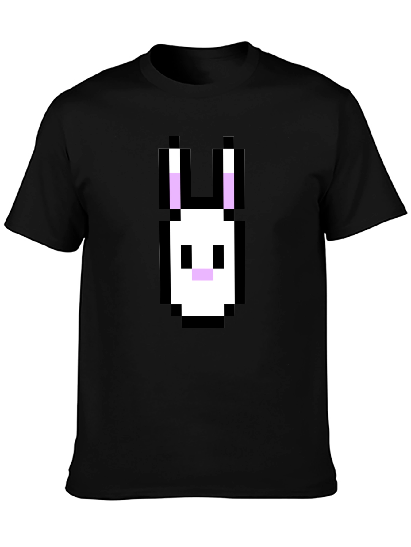 Pixel Rabbit Graphic Tee - Black Cotton Blend Shirt