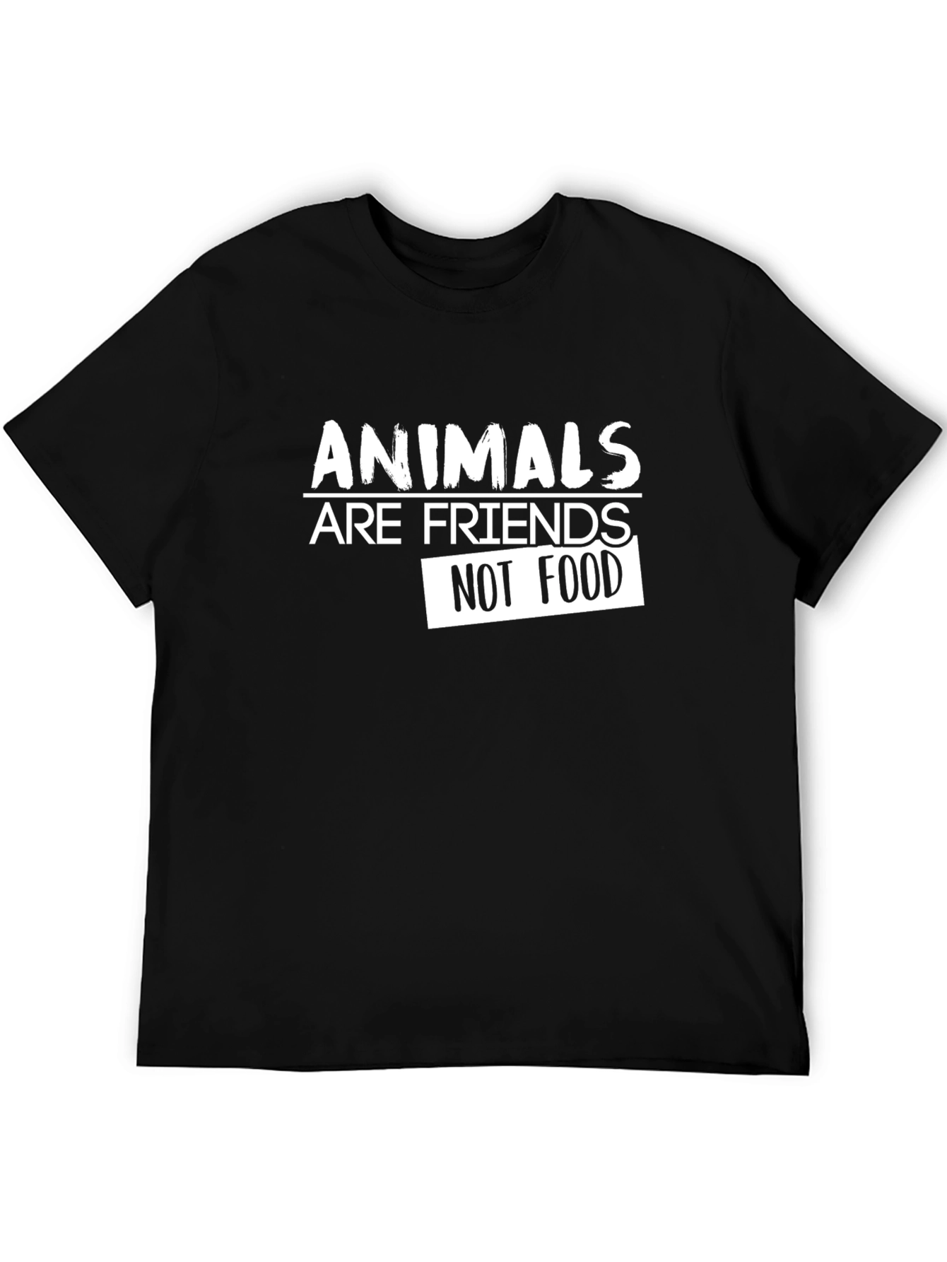 Animals Are Friends Not Food Black T-Shirt