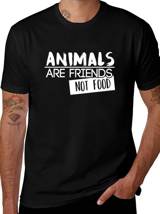 Animals Are Friends Not Food Black T-Shirt